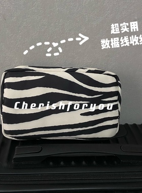 数据线收纳包ins斑马纹耳机笔记本电源鼠标充电器收纳包