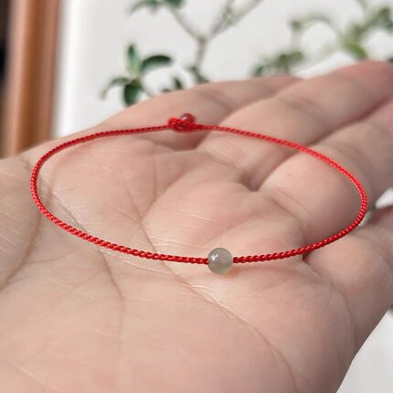 极细款新年红绳本命年和田玉转运珠手绳朱砂手工精编精致简约女男
