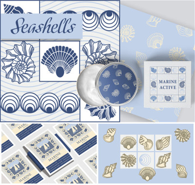 A3983矢量手绘卡通海洋贝壳海螺主题背景卡片插画 AI设计素材