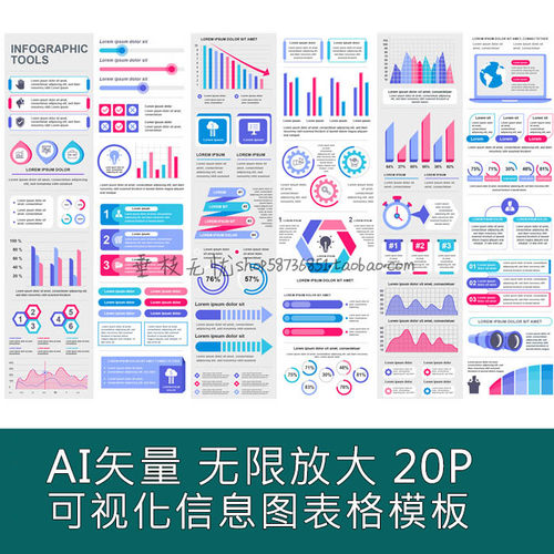 A3937矢量大数据可视化信息图表infographic柱状图分类AI设计素材