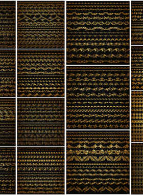 A2169矢量金色巴洛克风格欧式花纹花边二方连续图线条 AI设计素材