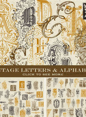 A0053矢量379个19世纪复古英文首字母组合花纹装饰AI设计素材+png