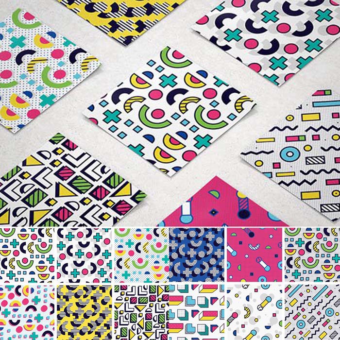 A0435矢量抽象几何图形像素风格四方连续印花包装纹理 AI设计素材