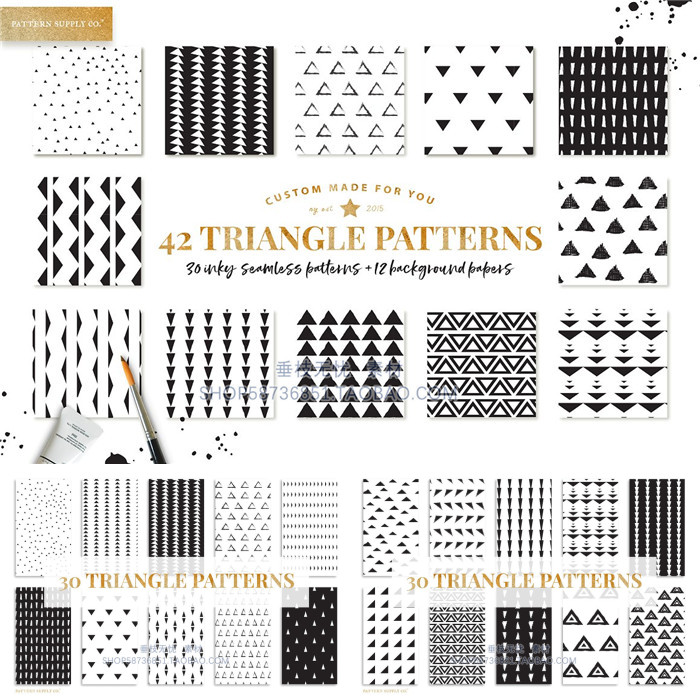 A1123矢量42张几何小三角形四方连续印花纹理图 AI设计素材+png
