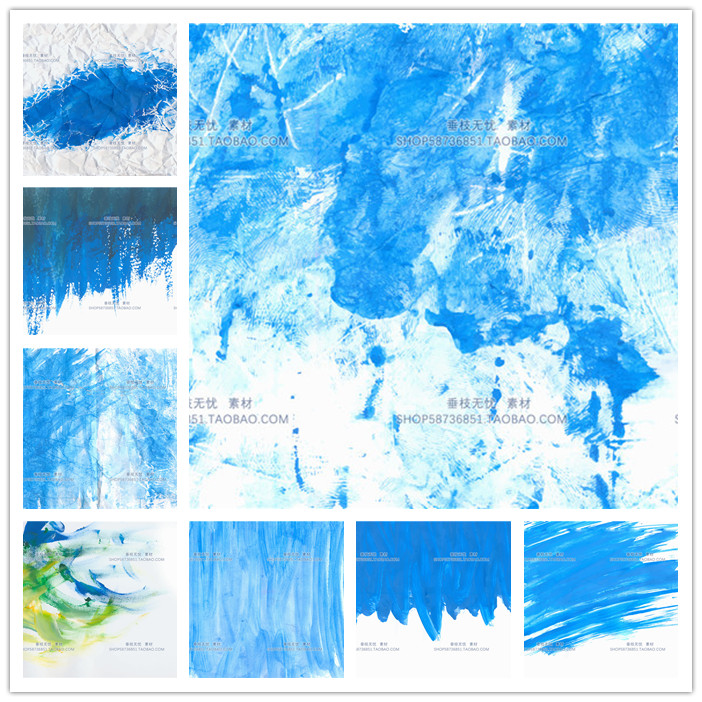 A3695矢量抽象蓝色颜料水彩涂鸦背景 AI设计素材