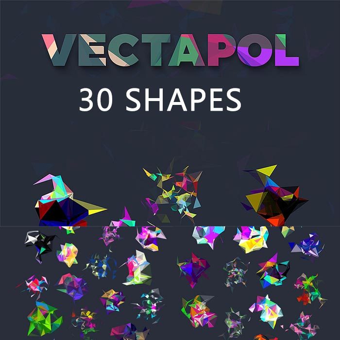 A2919矢量30张现代几何低多边形Polygon碎片图形 AI设计素材+png