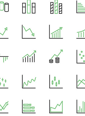 A3880矢量40个扁平化抽象线条图表信息图 AI设计素材+PNG+CDR+SVG