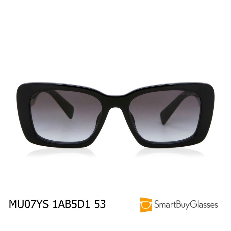 miu miu/缪缪 方框太阳眼镜女士时尚猫眼墨镜黑色渐变镜片 MU07YS