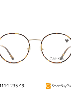 Calvin Klein圆框眼镜架男女超轻金属玳瑁纹 CK24114