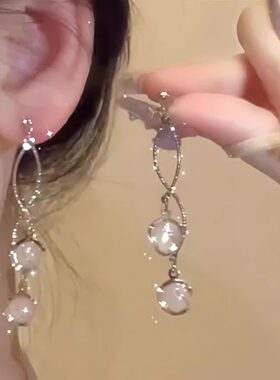 纯银针猫眼石S925银耳环