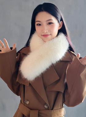 新款双面狐狸毛围脖女秋冬季加厚保暖仿皮草时尚百搭磁吸围巾毛领