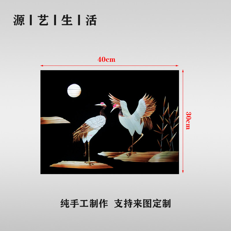 纯手工制作方形装饰画精品麦秆麦草画芦苇画现代生态家居装饰鹤舞