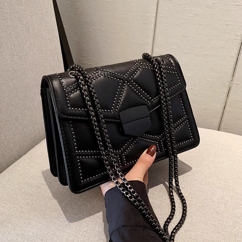 质感包包女2023冬天新款潮时尚复古韩版百搭小方包链条单肩斜挎包