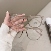 小红书温柔百搭平光透茶色眼镜框可配近视防蓝光度数显白大脸显瘦