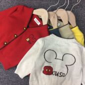 红色女宝宝纯棉毛线衣纯色上衣 毛衣针织衫 新款 呼呼兔男孩儿童开衫