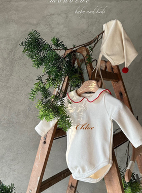 Bulubaby可定制名字婴儿圣诞连体衣秋冬加绒保暖可爱超萌包屁衣