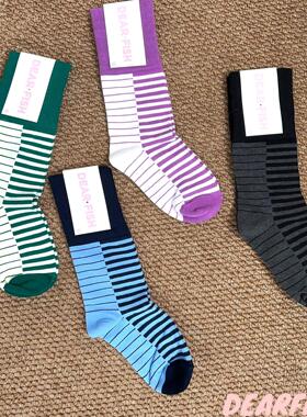 【韩式作风】DEARFISH2025新款韩风中筒女袜条纹棉袜cherry同款