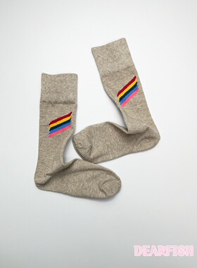 【霓虹】DEAR FISH 2025 设计美拉德中筒女袜条纹棉袜cherry同款