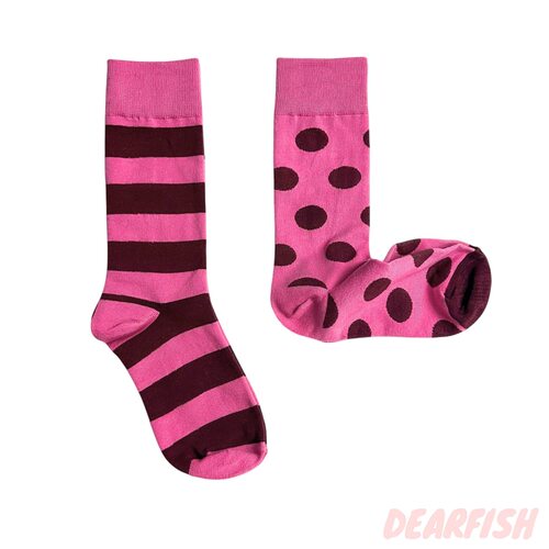 DEARFISH圆点棉袜条纹中筒女袜