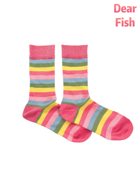 DEARFISH草莓奶昔中筒女袜全棉彩虹袜子时尚萝莉ins日韩潮流