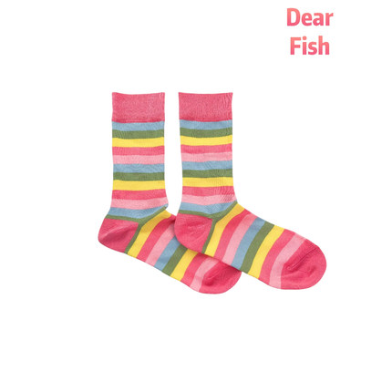 DEARFISH草莓奶昔中筒女袜全棉彩虹袜子时尚萝莉ins日韩潮流