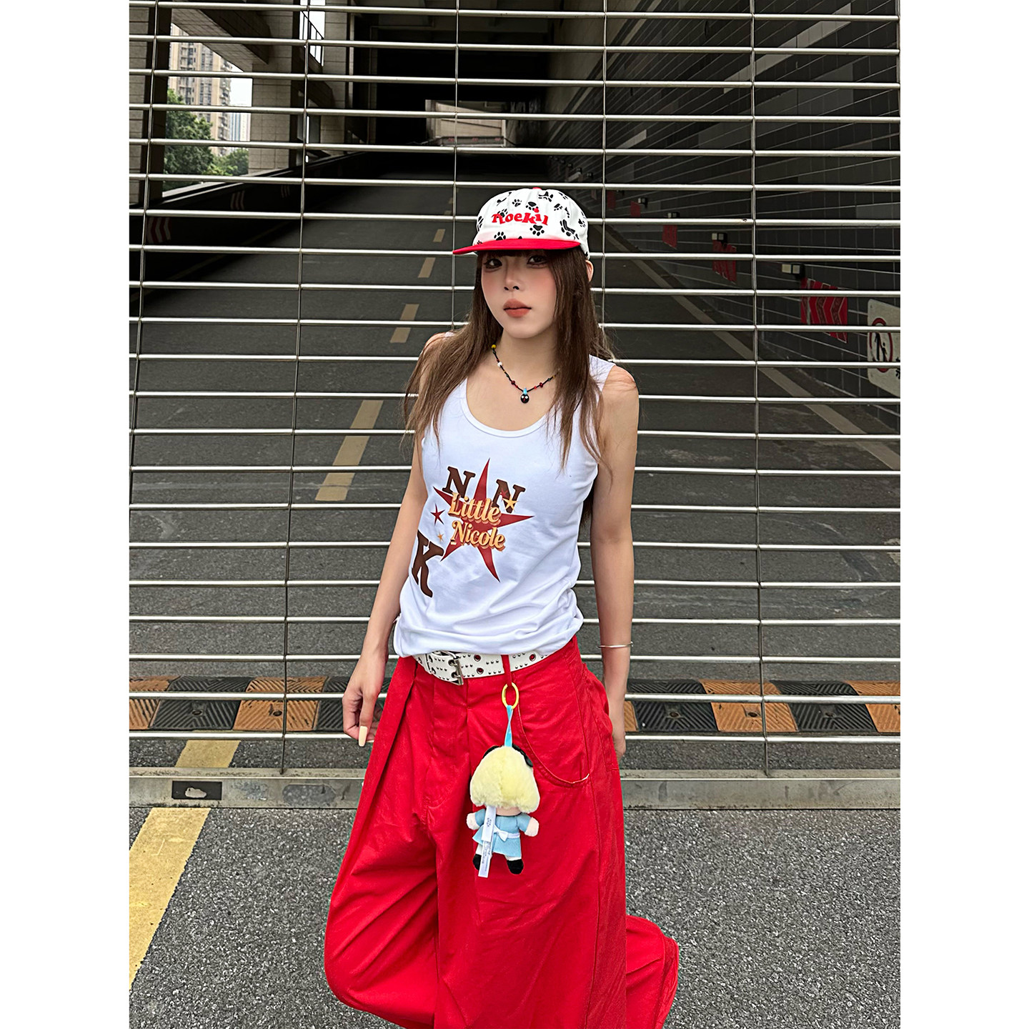 NNK美式复古辣妹字母印花无袖背心女夏季新款设计感宽松显瘦吊带