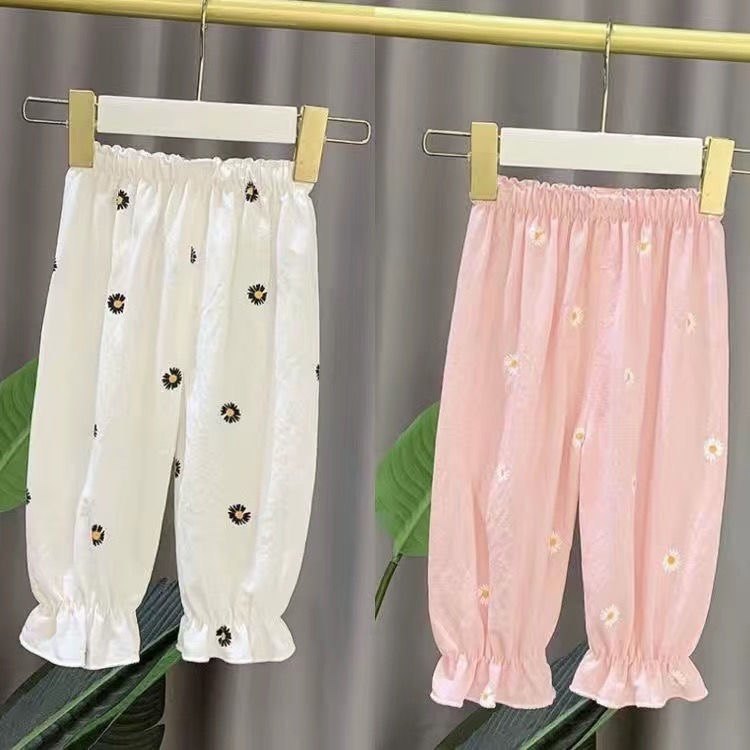 灯笼裤小童裤子夏薄款婴儿冰丝棉儿童女童防蚊裤女宝宝超薄长裤潮