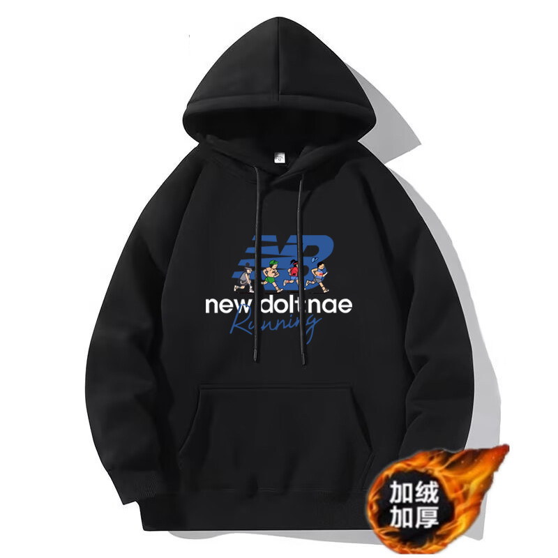 秋冬新款纯棉连帽衫卫衣NB男女情侣装宽松运动休闲套头上衣外套潮