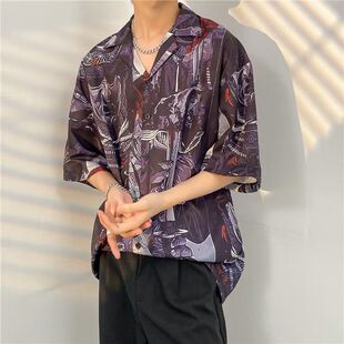Z2156夏季青年2021男式薄款短袖衬衣修身休闲免烫格子透气衬衫P58