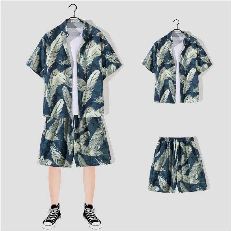 棕榈浪2021年新款男士度假沙滩衬衣夏威夷风格印花加大码潮