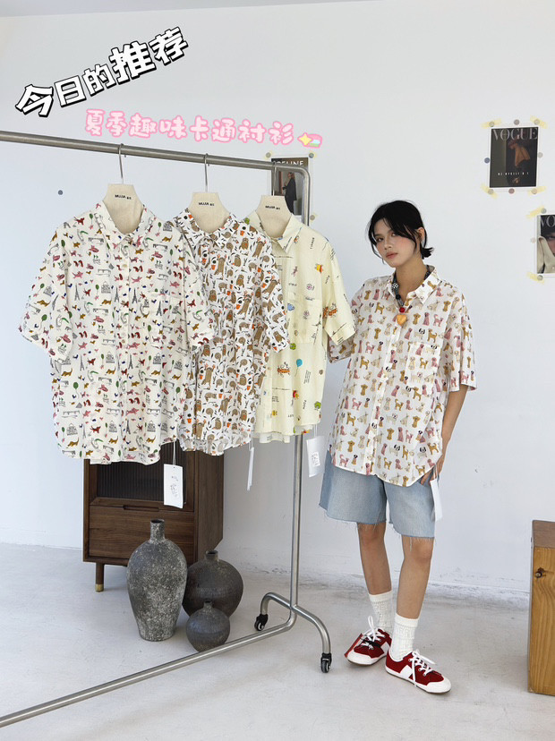 幕茄251228新款卡通衬衣夏衬衫