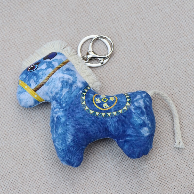 云南大理扎染布艺小马钥匙扣包挂件蓝色清新手工挂饰,服饰配件/皮带/帽子/围巾,包挂件,淘宝优惠券,粉丝福利购,淘宝优惠卷