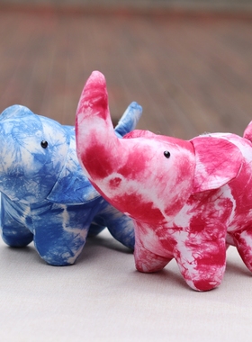 云南大理丽江手工扎染布艺玩偶家居办公礼物大象包包挂件