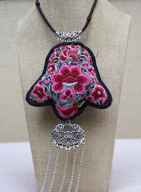 云南民族特色刺绣项链少数民族新娘配饰民族风潮流女绣花毛衣链