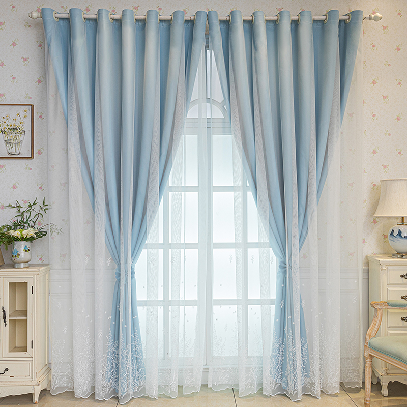 窗帘双层遮光双层一体带纱