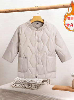 2026女士短款七分袖棉袄加绒羽绒棉服内外穿做饭拖地做家务免卷袖