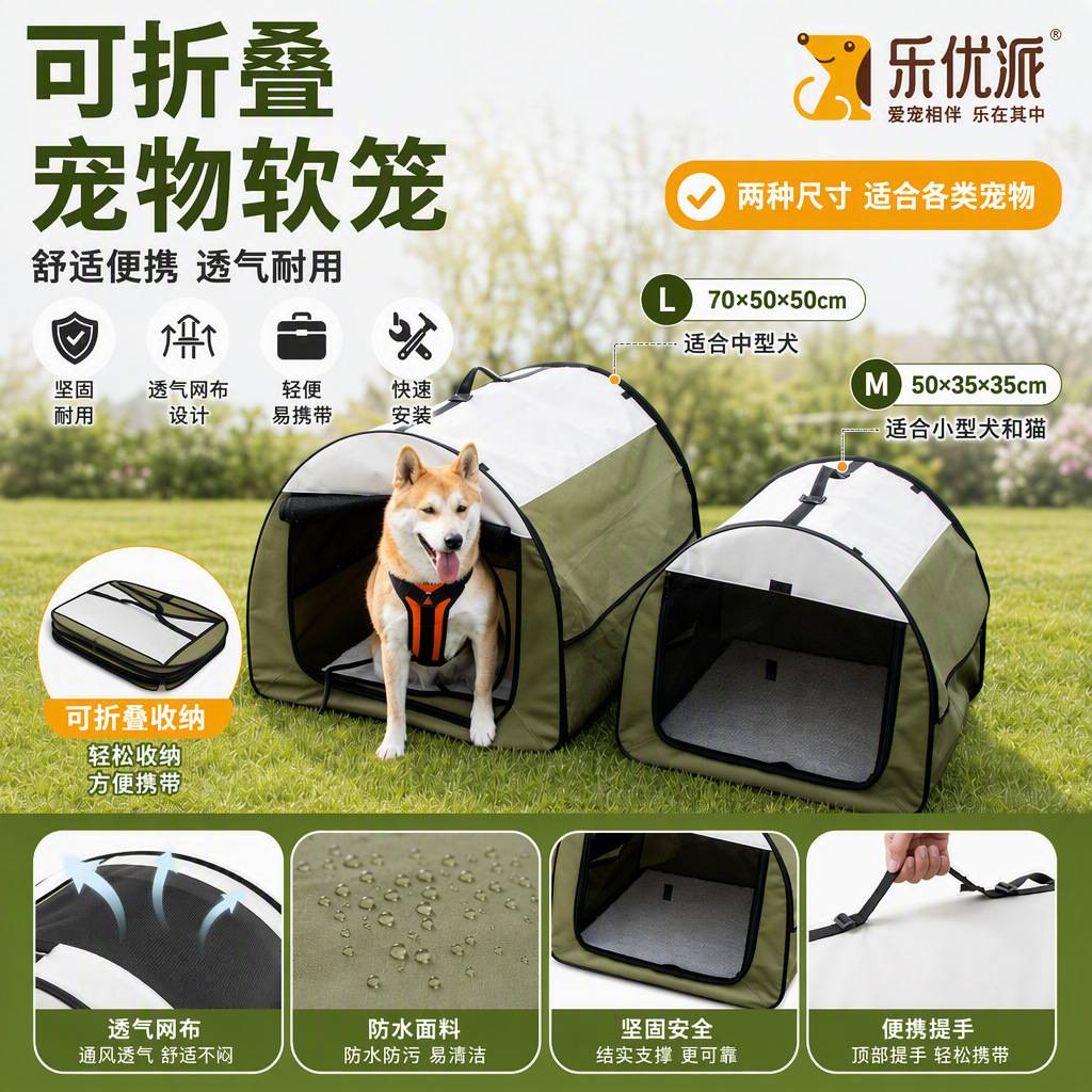 狗窝四季通用大型犬狗笼车载大空间户外猫窝可擦拭半封闭式猫帐篷