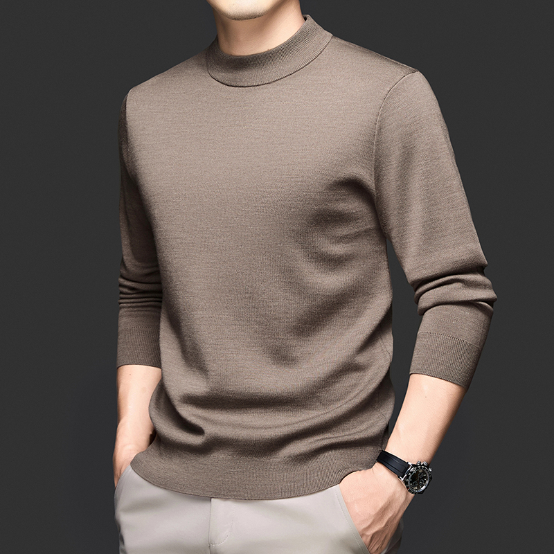美丽诺羊毛衫男冬季高克重毛衣