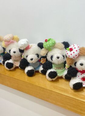 卡通毛绒厨师熊猫包包挂件可爱熊猫玩偶钥匙扣成都熊猫礼品