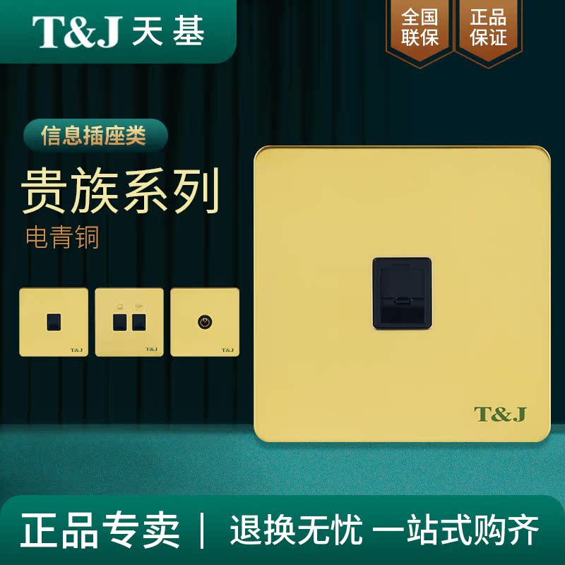 T&J天基贵族系列电青铜电话电脑有线电视插座