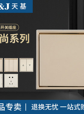 T&J天基德尚一开单控双控超薄大板16A开关白色三孔插座家用80型