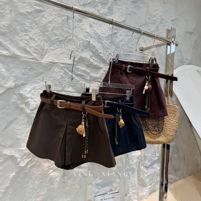 高腰显瘦百搭A字阔腿短裤女