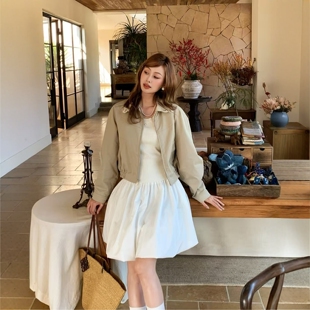 外套夹克衫 欧洲站2026春季 .COM刺绣蕾丝翻领收口短款 26168 新款