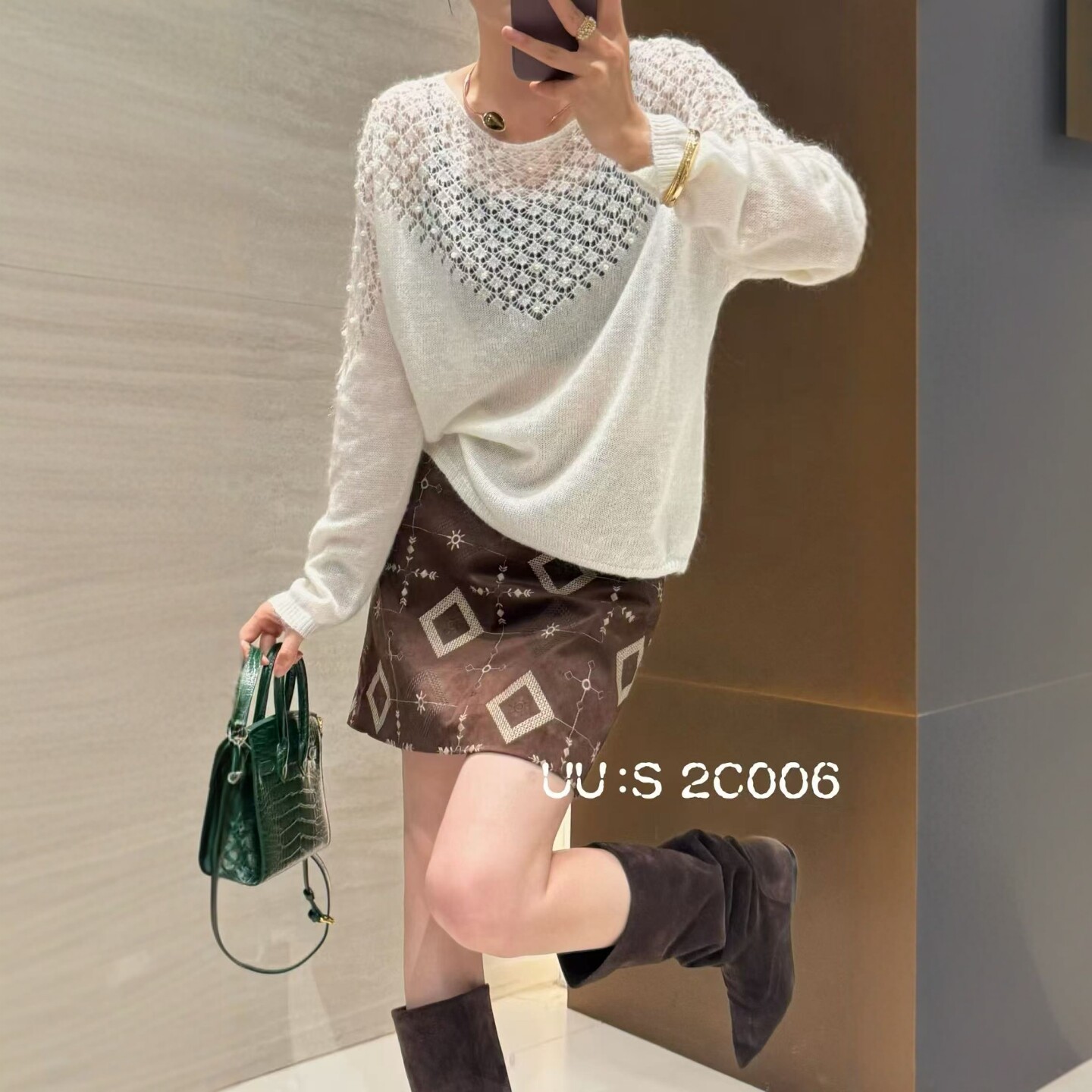 秋新Dong.one钉珠镂空针织衫