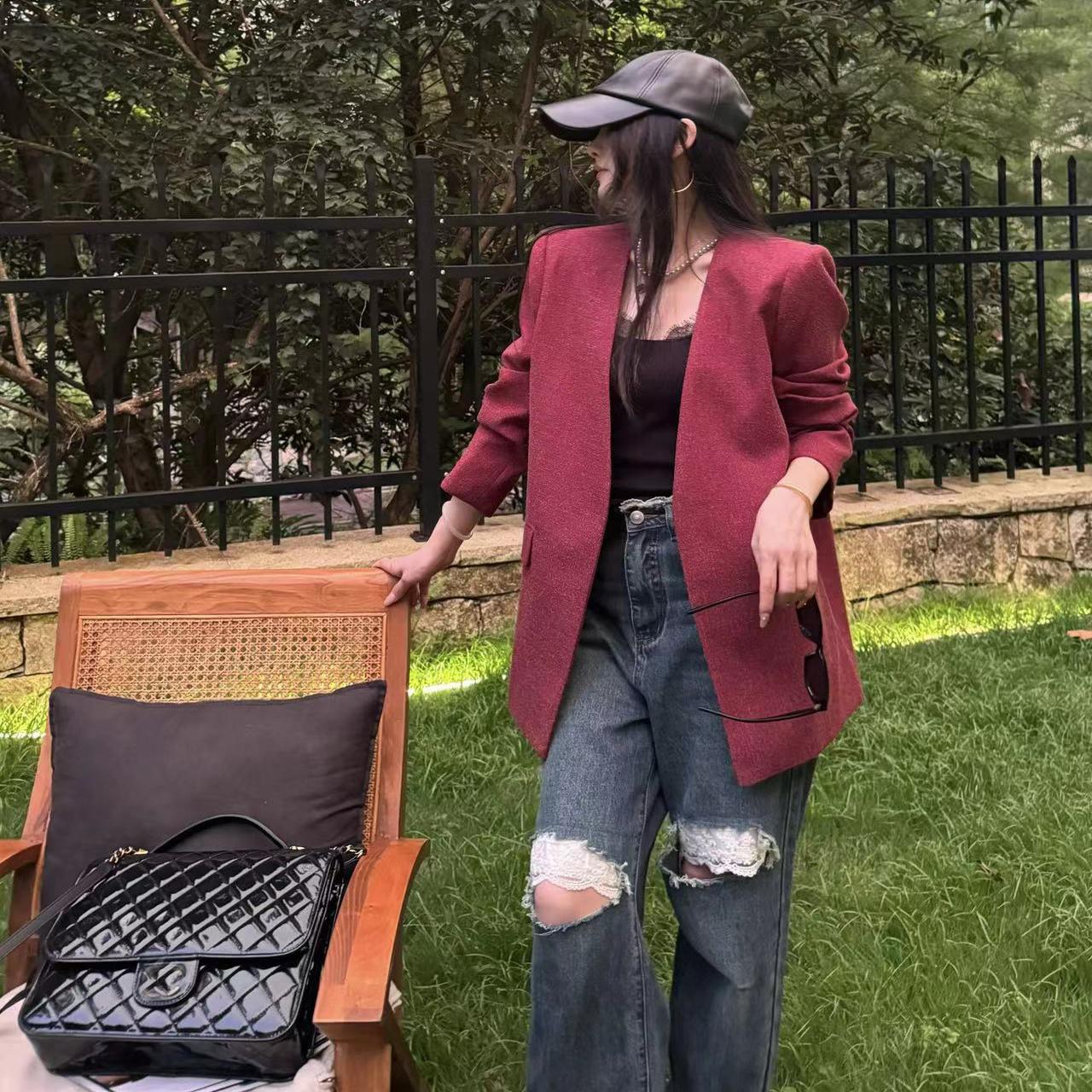 常规欧美长袖纯色西装