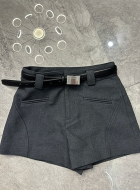 欧洲站2025秋季新款V+.COM纯色百搭A字阔腿显瘦休闲裤短裤女45061