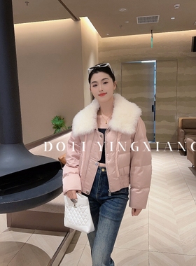 欧洲站2025冬季新款DT.Dang超大奢华狐狸毛大翻领修身鹅绒羽绒服