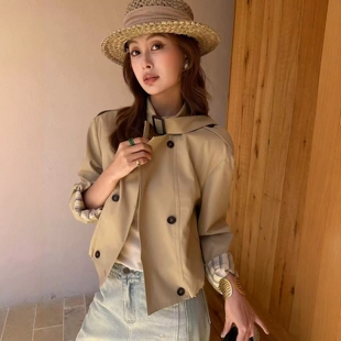 .COM设计师款 立领风衣英伦风宽松外套25272 新款 欧洲站2026春季