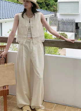 30麻50棉20粘纤马甲套装6099