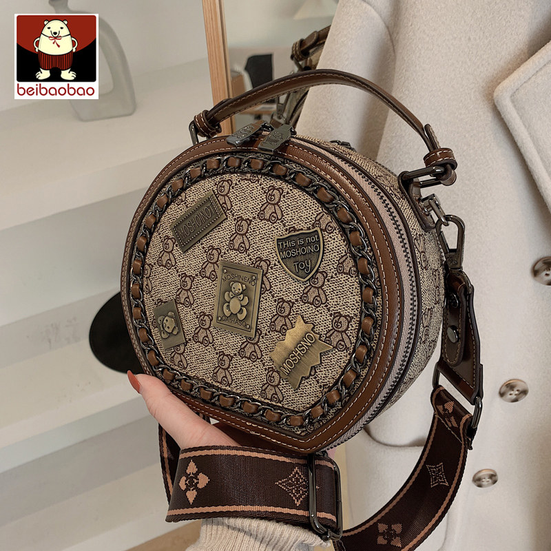 北包包圆饼包包女包2024新款圆形斜挎包时尚小众设计复古老花小包,箱包皮具/热销女包/男包,通用款女包,淘宝优惠券,粉丝福利购,淘宝优惠卷